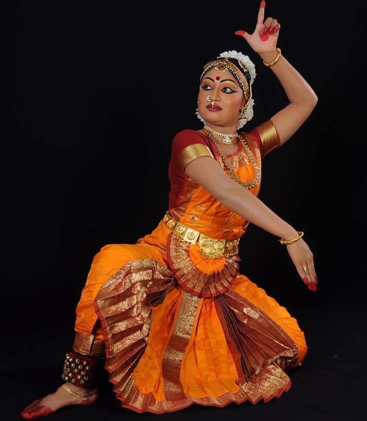 Image of a female dancer with Bharatanatyam pose